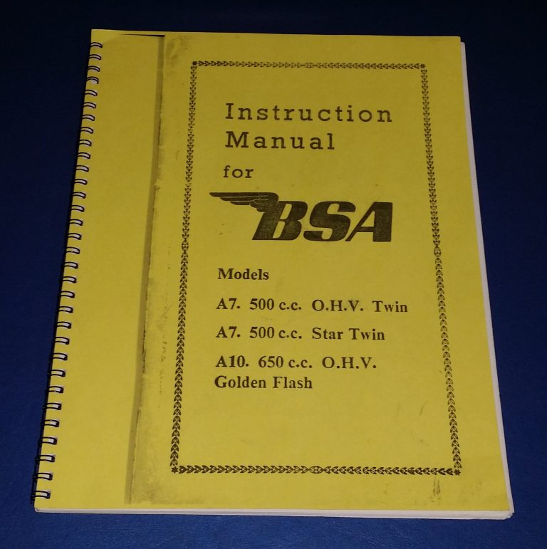 BSA A Series Instruction Manual – Baxter Cycle