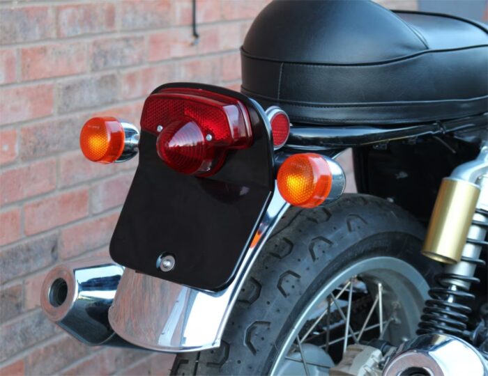 Polished Stainless Steel Rear Fender, '60s Style with Tail Light - INT/GT 650 - Image 3