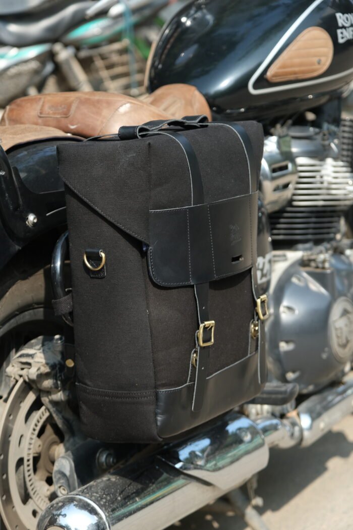 Ventura Canvas Saddlebags with Stays, Black - Image 4