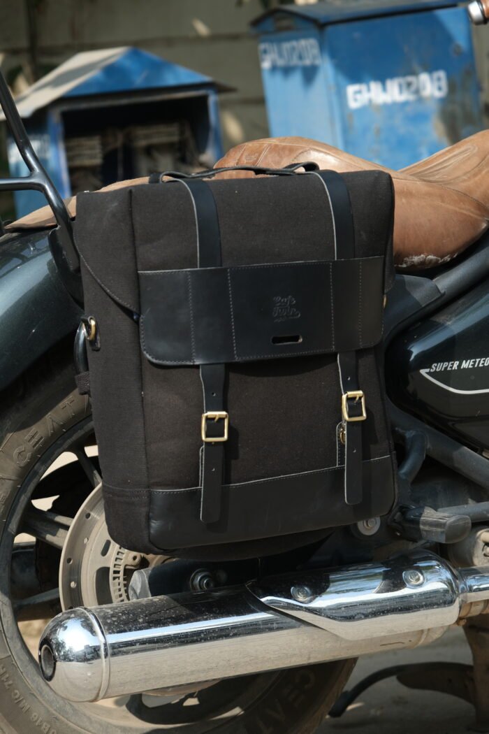 Ventura Canvas Saddlebags with Stays, Black - Image 3