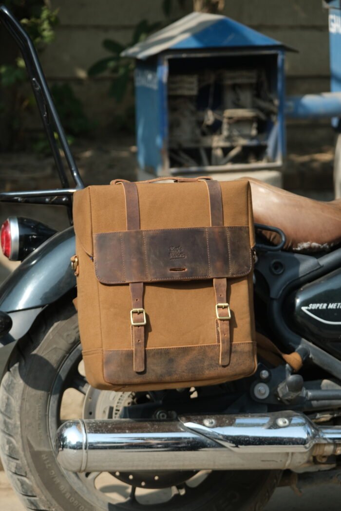 Ventura Canvas Saddlebags with Stays, Brown - Image 2