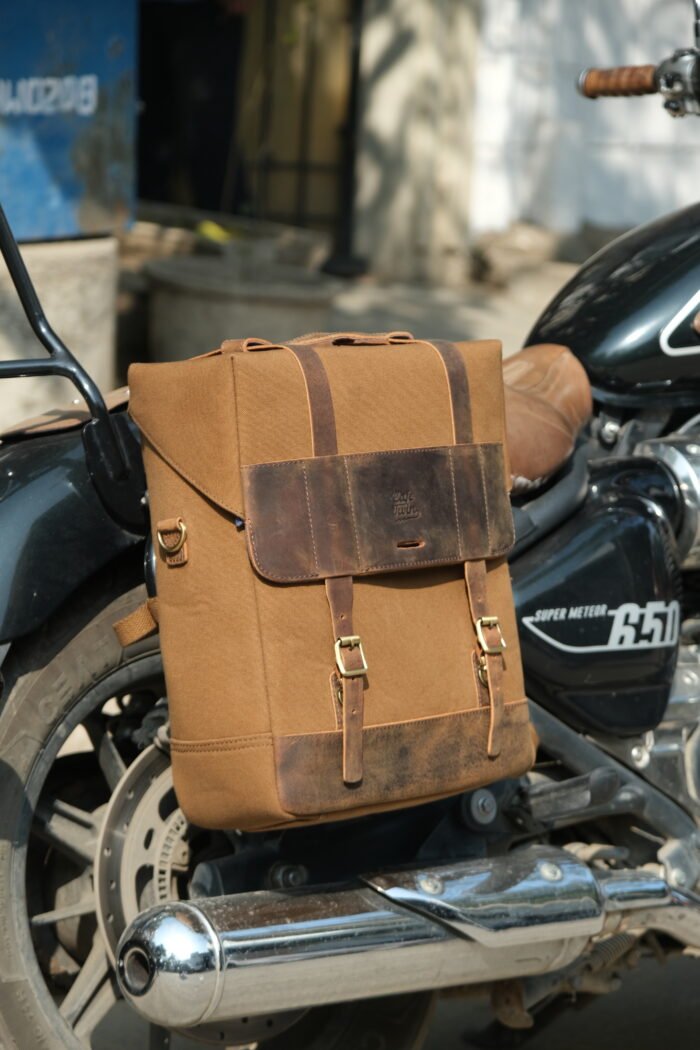 Ventura Canvas Saddlebags with Stays, Brown - Image 3