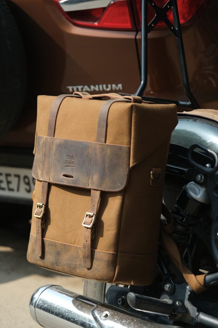 Ventura Canvas Saddlebags with Stays, Brown - Image 4