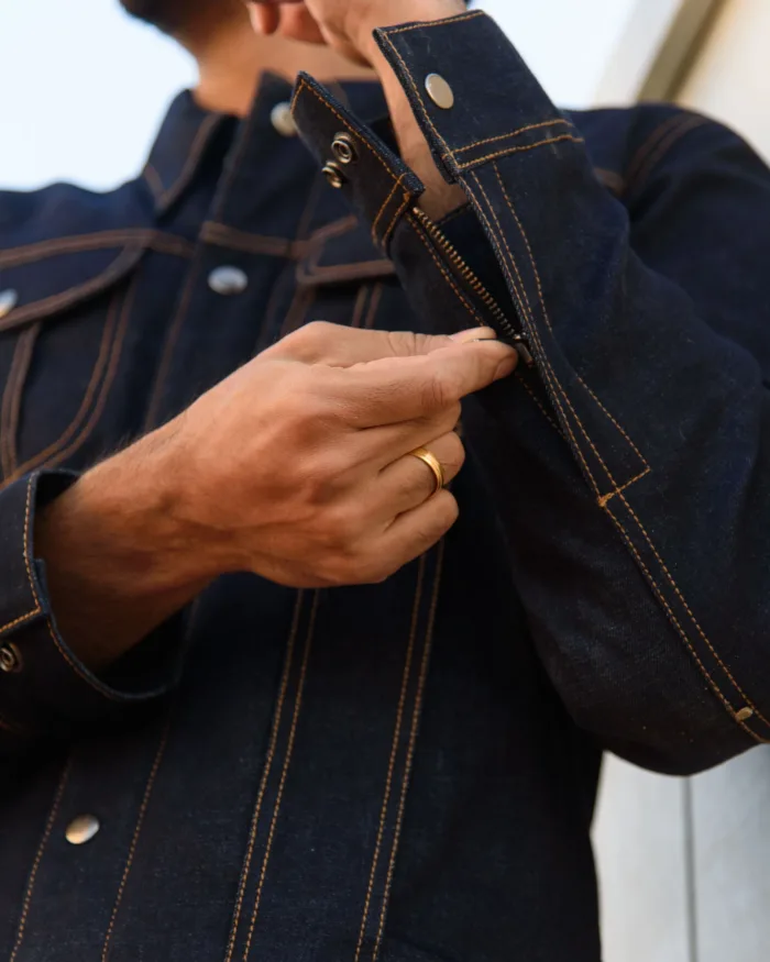 Trip Machine "Zero" Denim Riding Jacket, Blue - Image 6