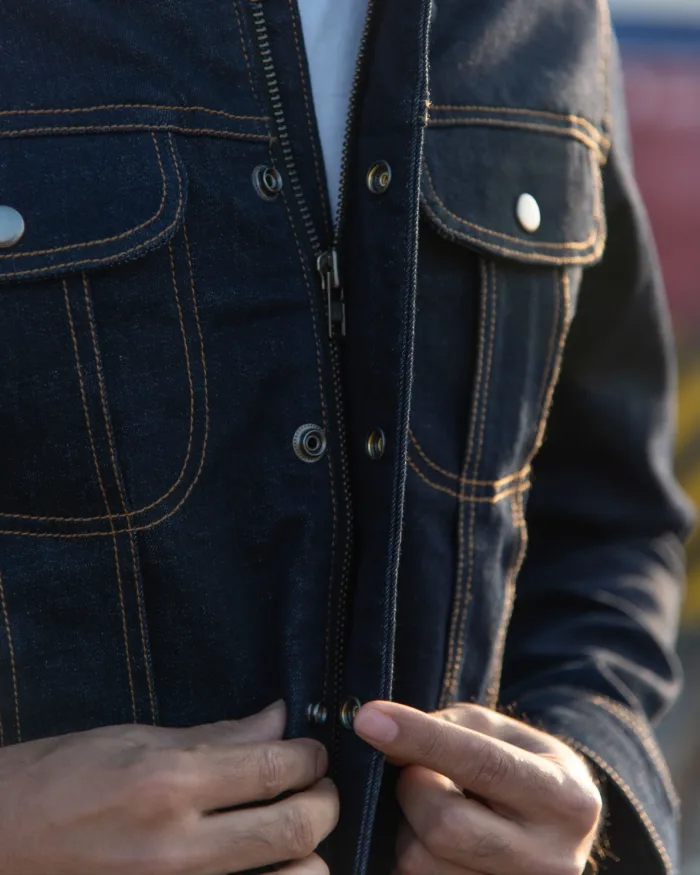 Trip Machine "Zero" Denim Riding Jacket, Blue - Image 7